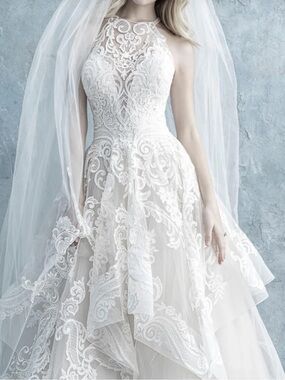 Allure 9652 - NWT Halter Lace Applique Ball Gown Wedding Dress in Ivory